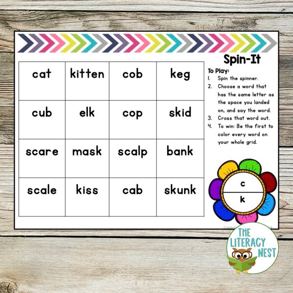 This is a sample page from the Initial C or K Free Spelling Activities.