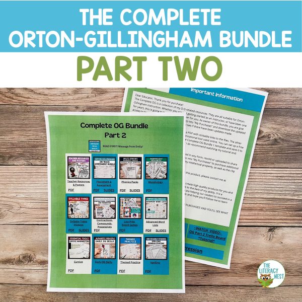 This image features sample pages from the Orton-Gillingham Activities, Games and Worksheets Complete Bundle (part 2).