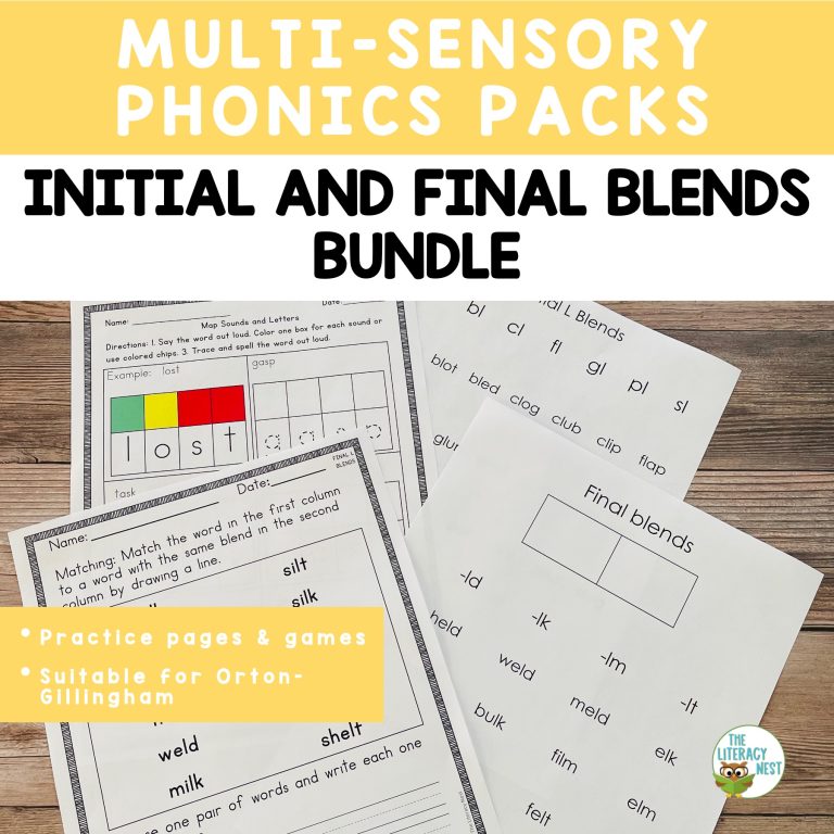 Consonant Blends Worksheets and Activities BUNDLE for Orton-Gillingham Lessons