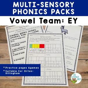 This is a featured image for the vowel team: EY phonics pack.
