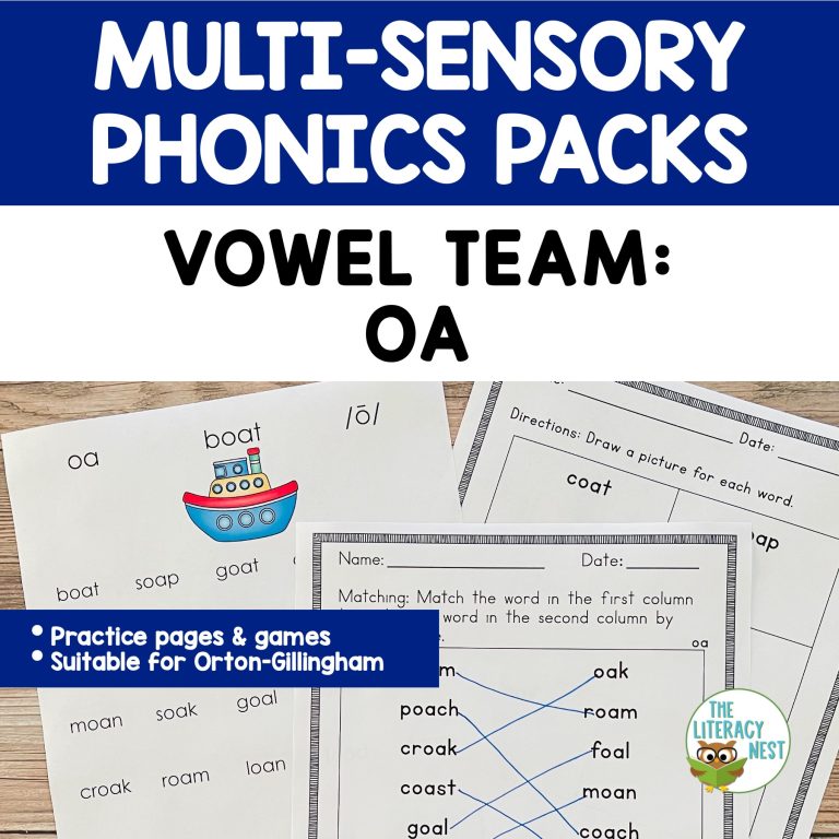 Vowel Team OA | Orton-Gillingham Multisensory Phonics Structured Literacy
