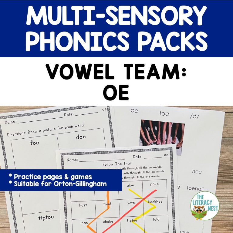 Vowel Team OE | Orton-Gillingham Multisensory Phonics Structured Literacy