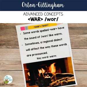 A sample page from the Advanced Orton-Gillingham Activities for WAR /wor/ resource.