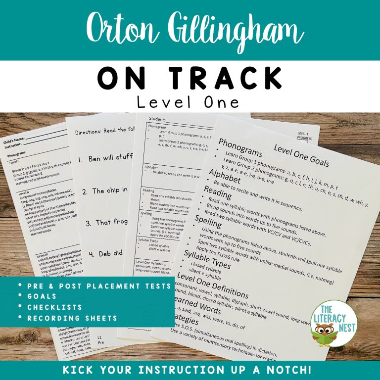 Orton-Gillingham Diagnostic Assessment with scope and sequence