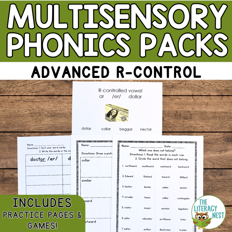 Advanced R-Controlled Vowels AR OR Phonics Activities for Orton-Gillingham Lessons