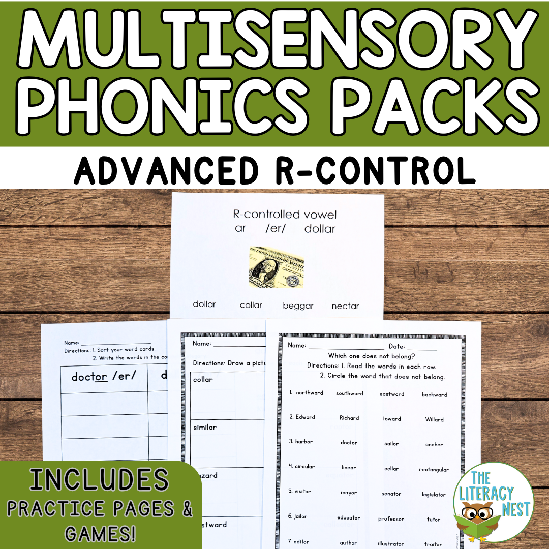 Advanced R-Controlled Vowels AR OR Phonics Activities for Orton-Gillingham Lessons