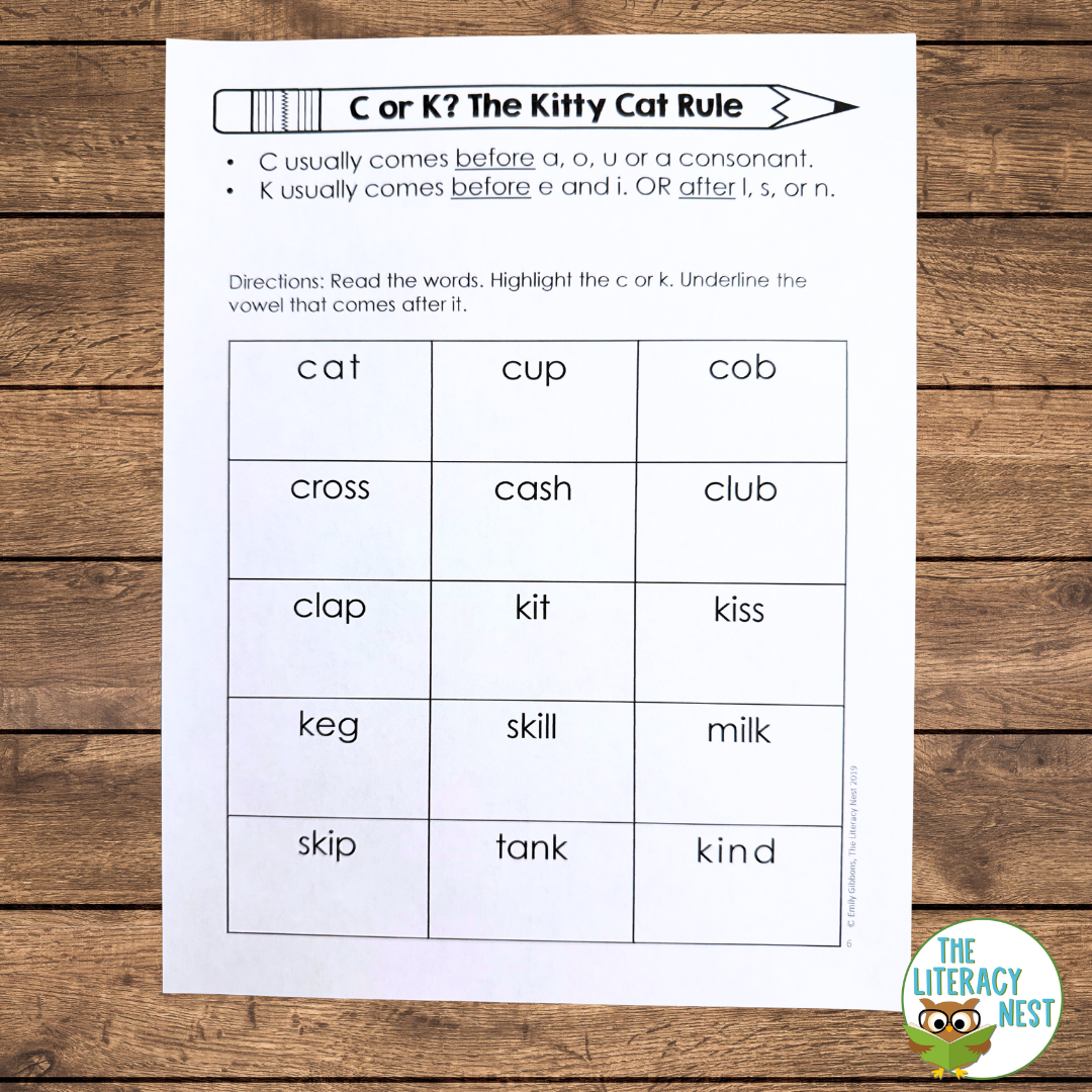 C or K Spelling Rules for Orton-Gillingham Lessons - Image 3