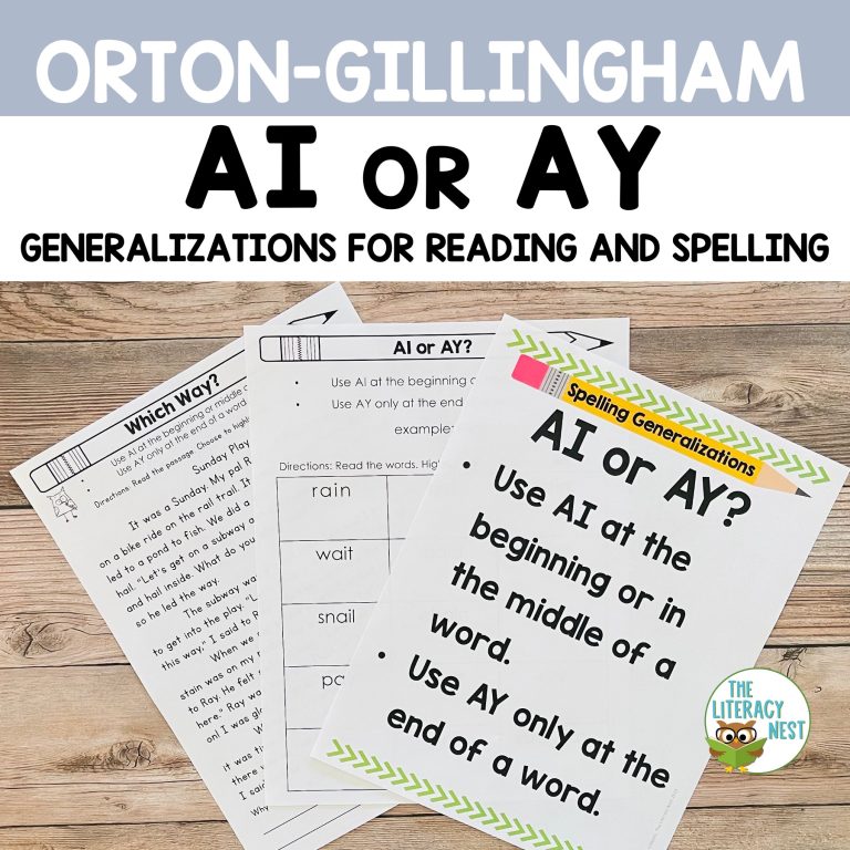 AI and AY Spelling Rules for Orton-Gillingham Lessons