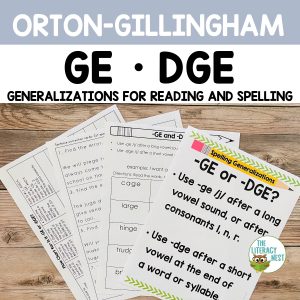 This is a featured image for the GE and DGE Spelling Rules product.