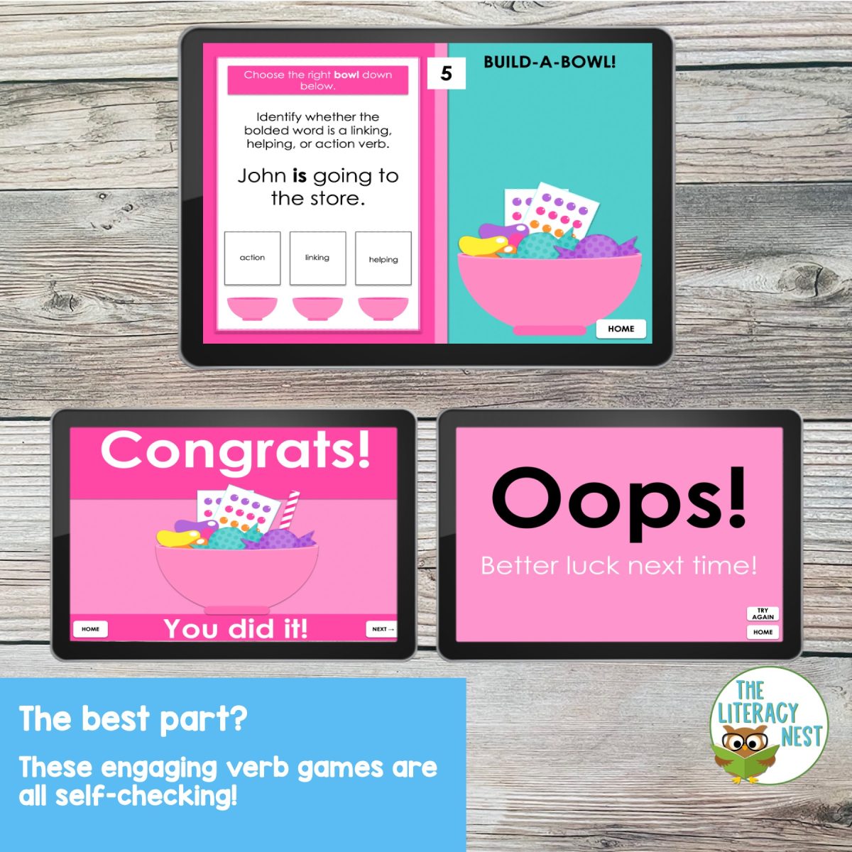 Parts of Speech Games for Verbs The Literacy Nest