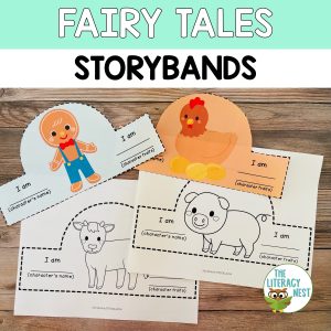 This is a featured image for the Headbands - Fairy Tales product. It displays sample pages from the product.