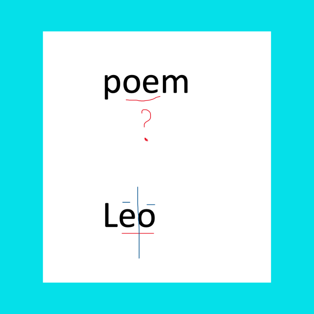 Poem and Leo showing V/V syllable division