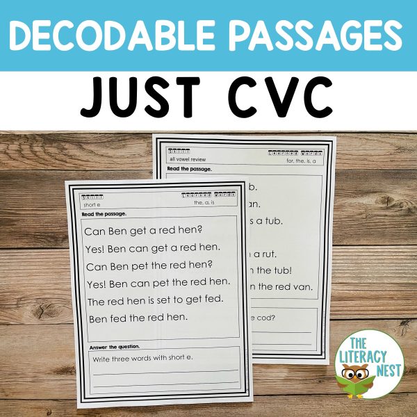 These CVC Decodable Passages were written to help your students learn how to decode short vowel passages and CVC words with confidence.