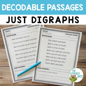 Digraphs Decodable Orton-Gillingham Passages for digraphs sh, ch, th, wh, and ck to use with your reading intervention students.