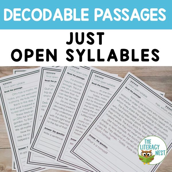 These Decodable Passages for open syllables were written to help your students learn how to decode fluently and confidently.