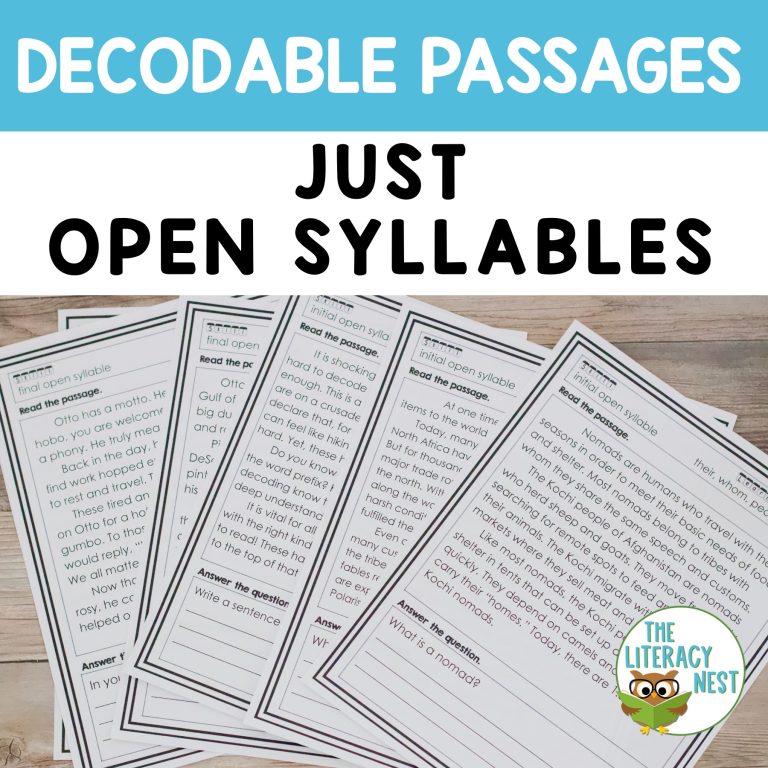 Decodable Passages for Open Syllables