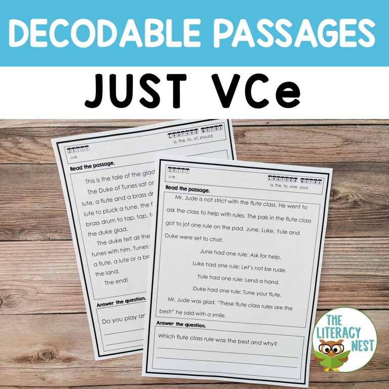 VCe Syllable Type Decodable Reading Passages