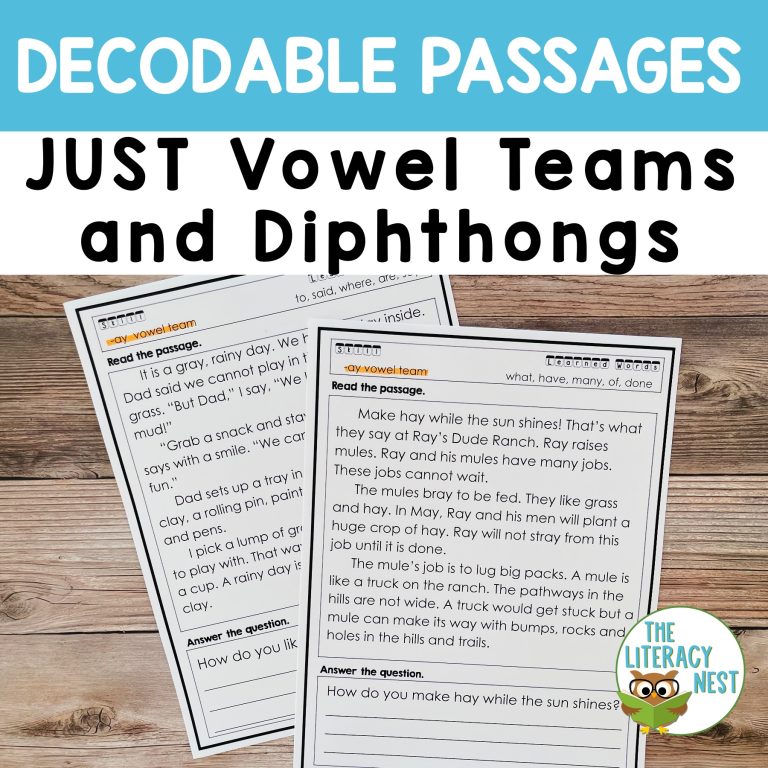 Vowel Teams and Vowel Diphthongs Decodable Reading Passages