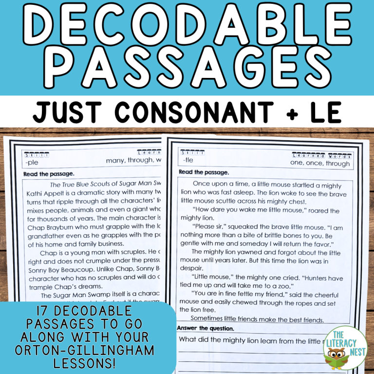 Decodable Passages for Consonant + LE Syllables