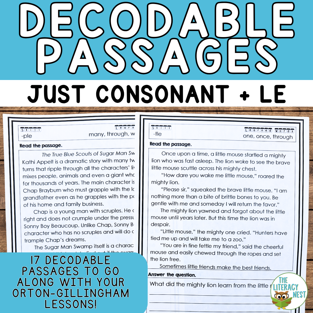 Decodable Passages for Consonant + LE Syllables