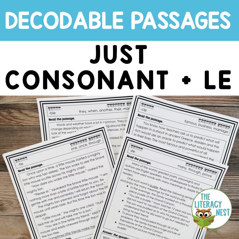 Decodable Passages for Consonant + LE Syllables