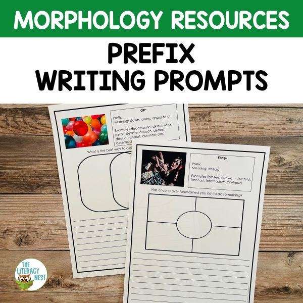 These prefix morphology writing prompts were designed to help you plan targeted morphology lessons and morphology activities.