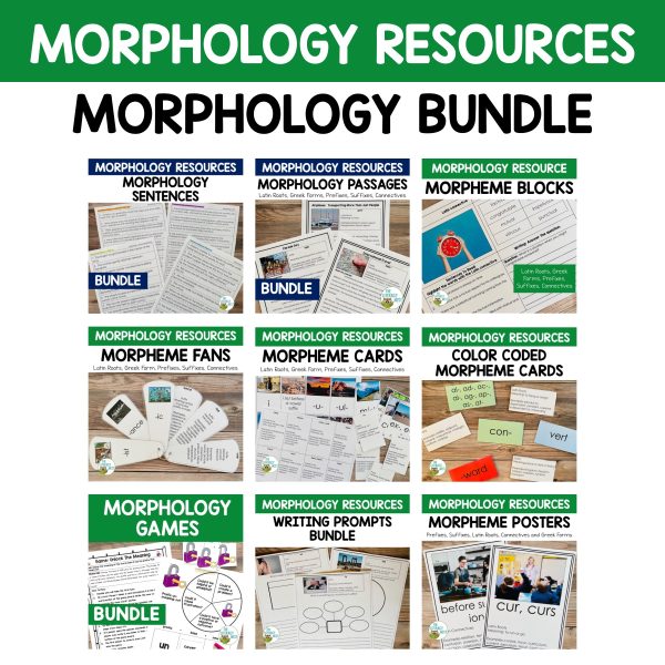 These morphology activities include 9 different resources for teaching prefixes, suffixes, Latin Roots, Greek combining forms and connectives.