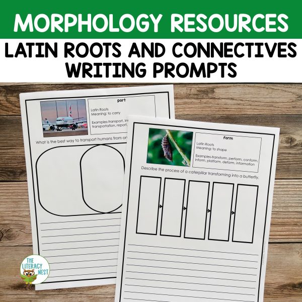 These Latin roots and connectives writing prompts were designed to help you plan targeted morphology lessons and morphology activities.