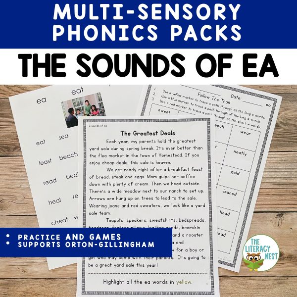 This vowel team pack has vowel digraph EA worksheets and activities to use for differentiating between the three sounds of the vowel digraph EA.