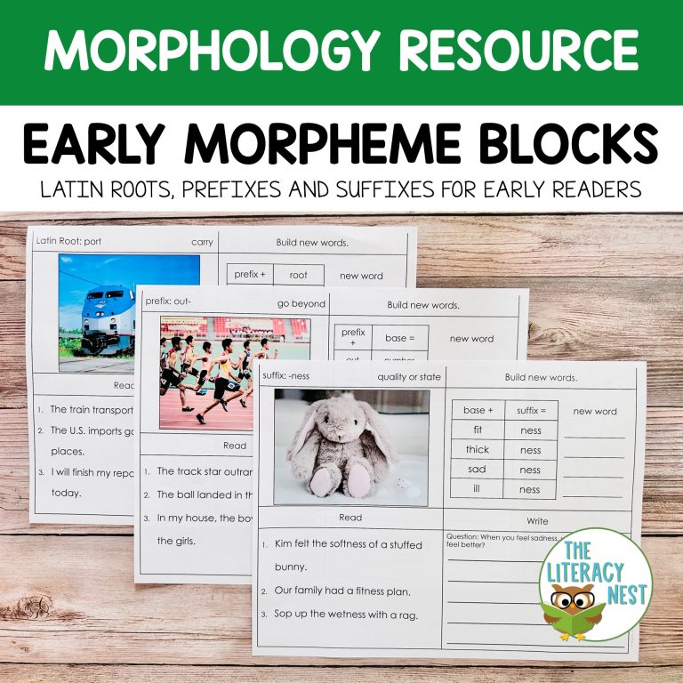 Morphology Activities Prefixes, Suffixes, Roots for Early Readers
