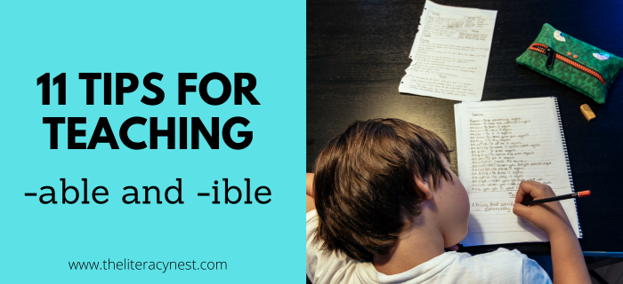 This is a featured image for a blog post about teaching -able and -ible