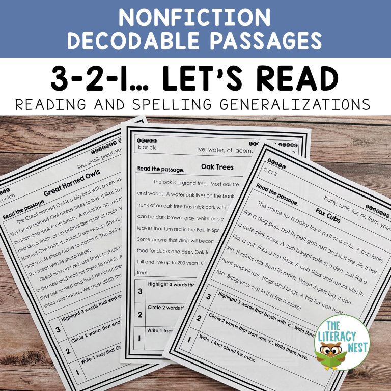 Nonfiction Decodable Passages for Spelling Generalizations
