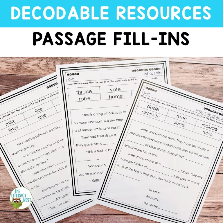 Decodable Cloze Reading Passages for Reading Comprehension