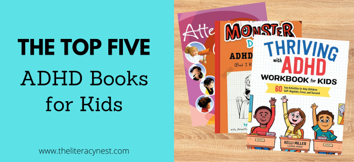 A featured image for a blog post with ADHD books for kids