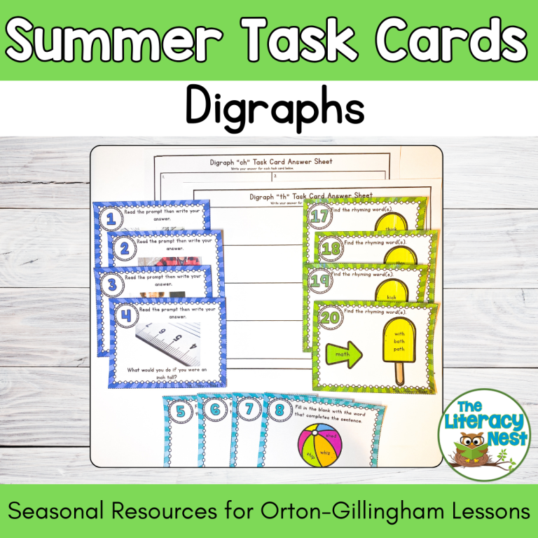 Summer Phonics Activities Task Cards