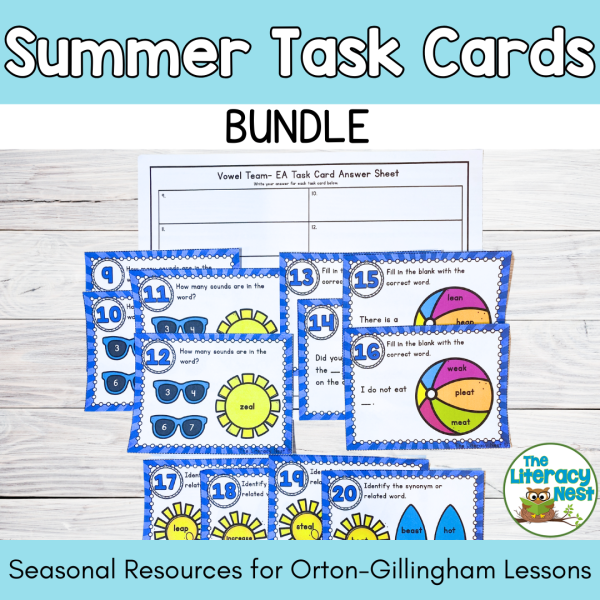 Summer Phonics Review Task Cards Bundle