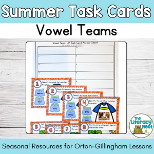 Summer Phonics Activities Task Cards for Vowel Teams Review