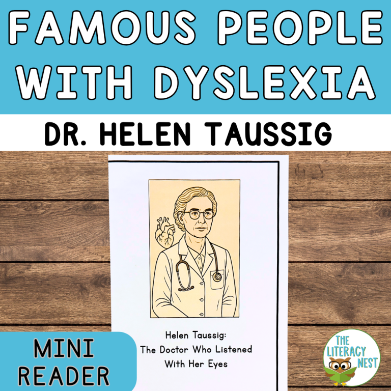 Famous People with Dyslexia Helen Taussig Mini Reader and Writing Prompt