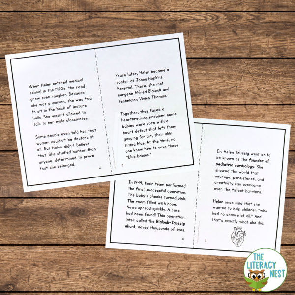 Famous People with Dyslexia Helen Taussig Mini Reader and Writing Prompt - Image 3
