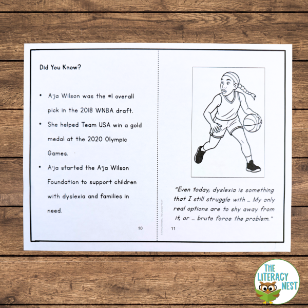Famous People with Dyslexia A’ja Wilson Nonfiction Passage & Writing Prompt - Image 4