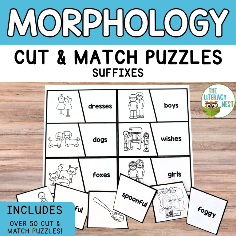 Suffix Cut and Match Puzzles Morphology Practice for Reading & Spelling