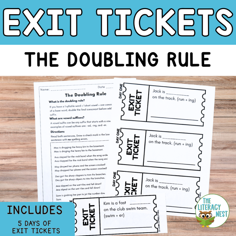 Doubling Rule Exit Tickets 1–1–1 Spelling Rule Practice for Structured Literacy