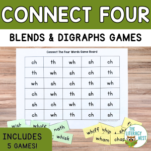 Digraphs and Consonant Blends: Games Four-in-a-Row Phonics Activities