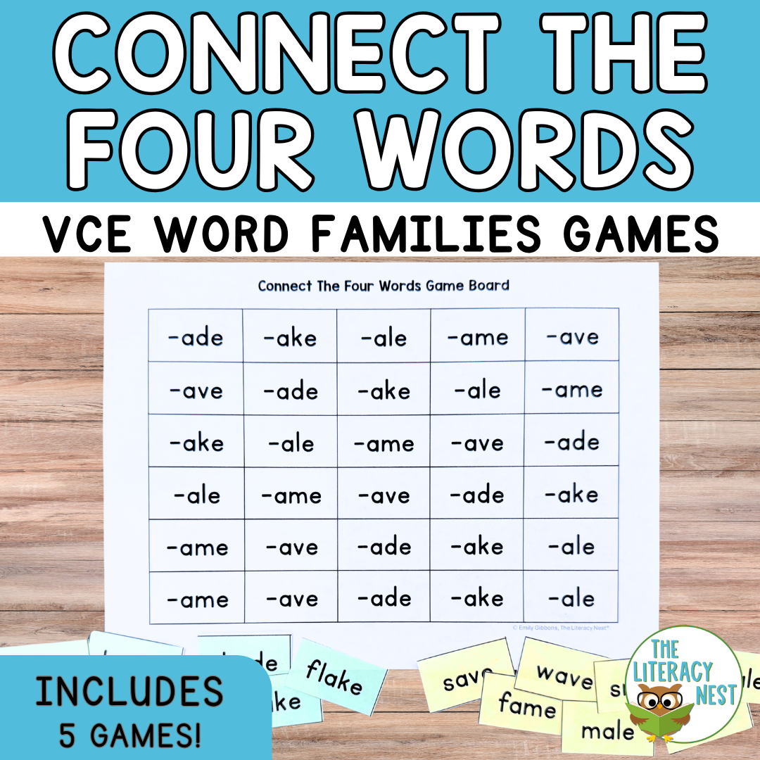 Long Vowels VCe: Games Four-in-a-Row Phonics Activities