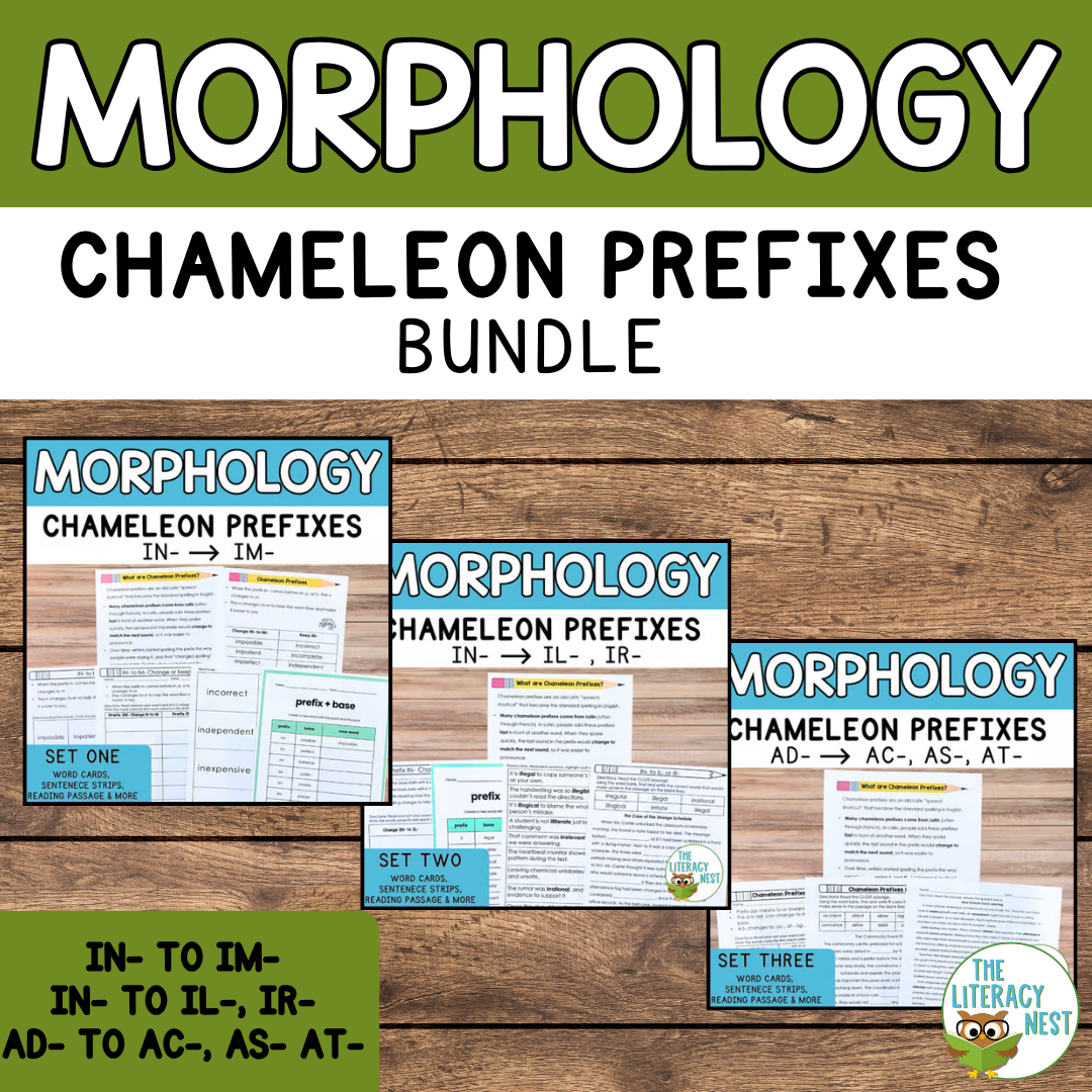 Chameleon Prefixes Bundle |Assimilated Prefixes Morphology Activities