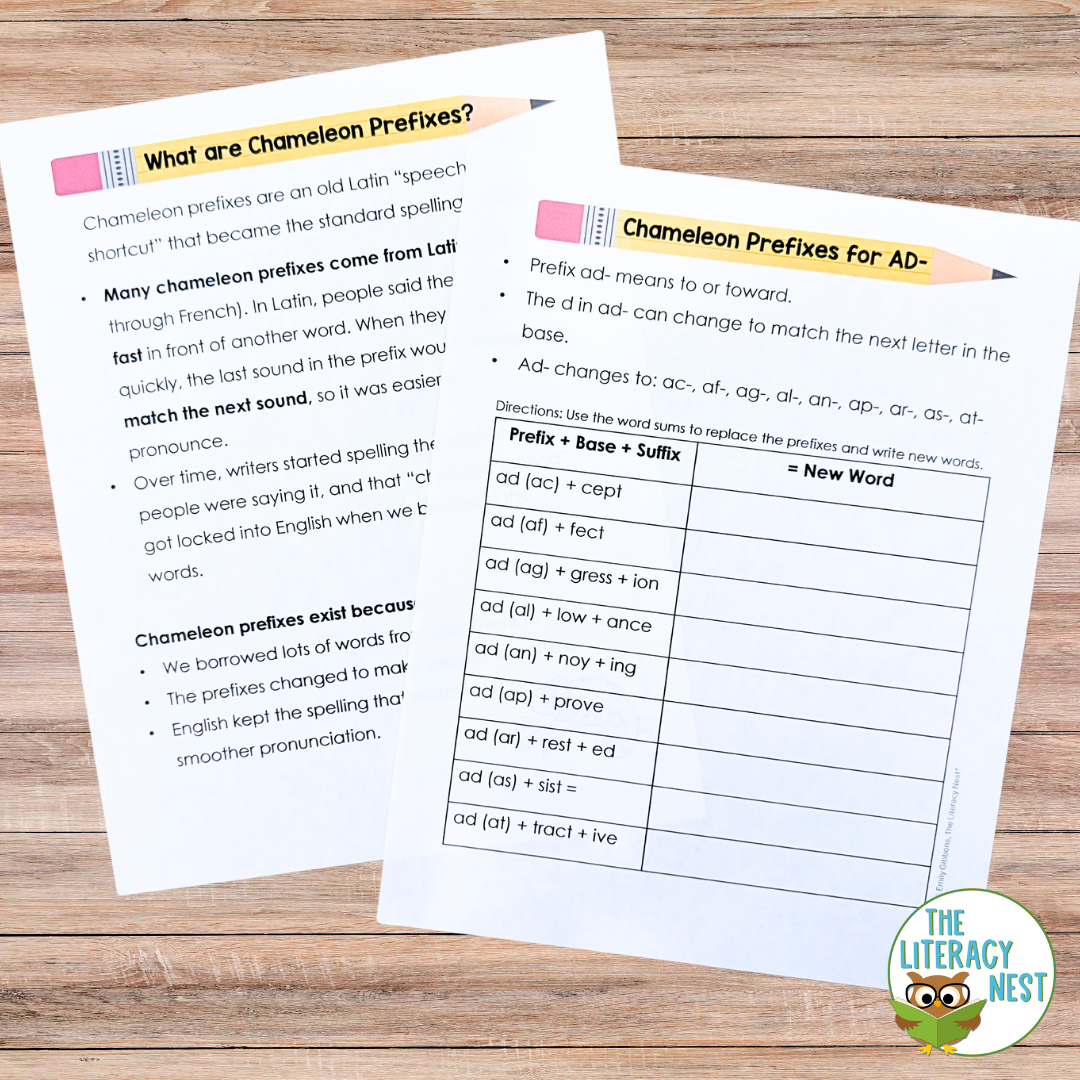 Chameleon Prefixes: AD- to AC-, AS- AT- Assimilated Prefixes Spelling Activities - Image 3