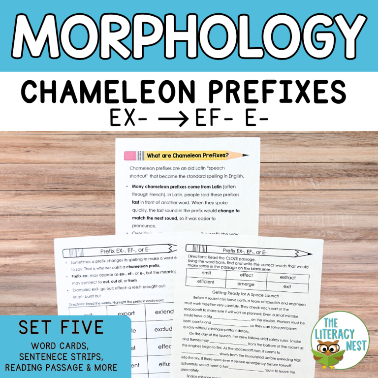Chameleon Prefixes: Assimilated Prefixes EX- to EF-, E- Spelling Activities