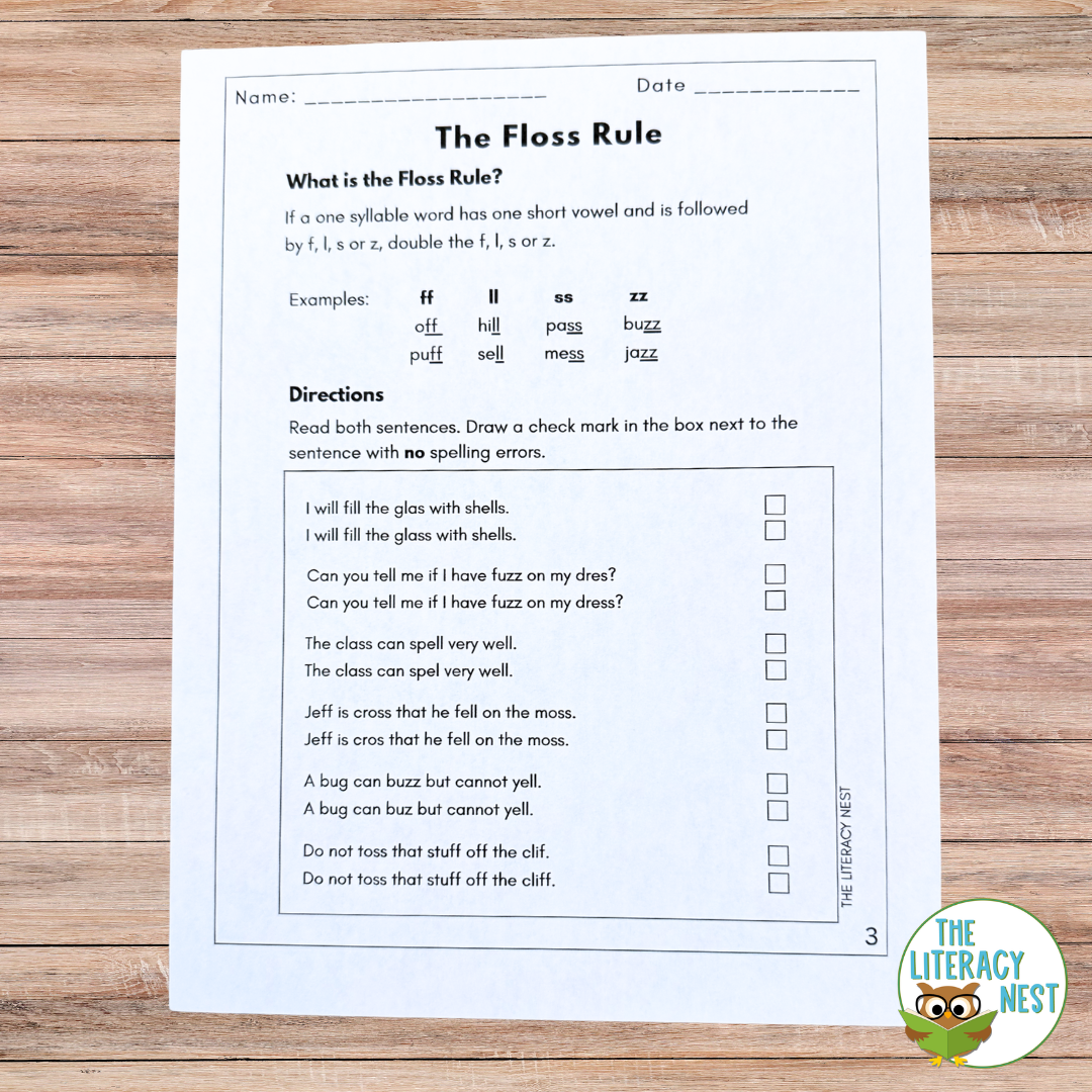 Floss Rule Exit Tickets Spelling Rule Practice for Structured Literacy - Image 3