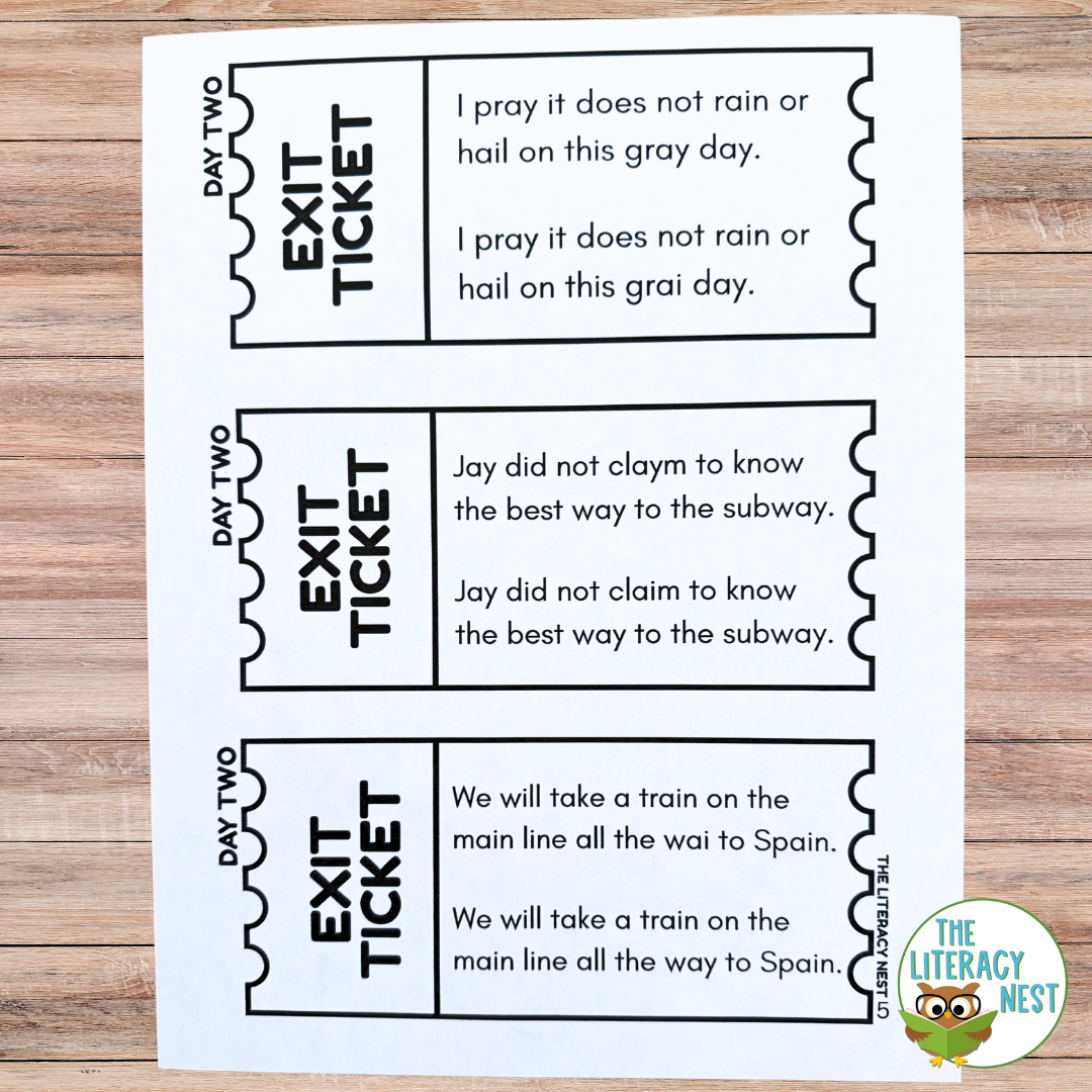 AI or AY Exit Tickets Spelling Rule Practice for Structured Literacy - Image 2