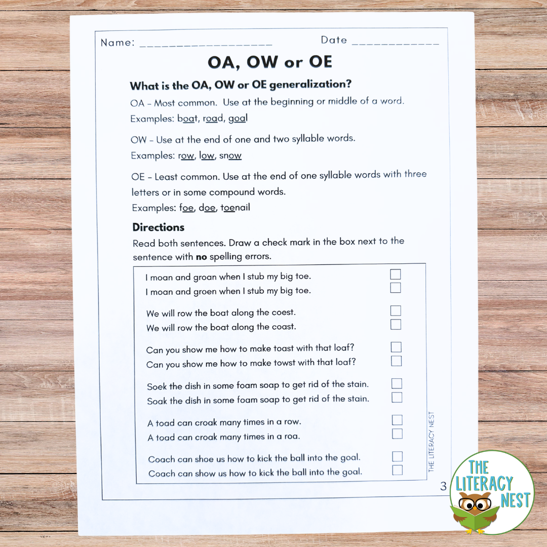 OA OW OE Exit Tickets Spelling Rule Practice for Structured Literacy - Image 4